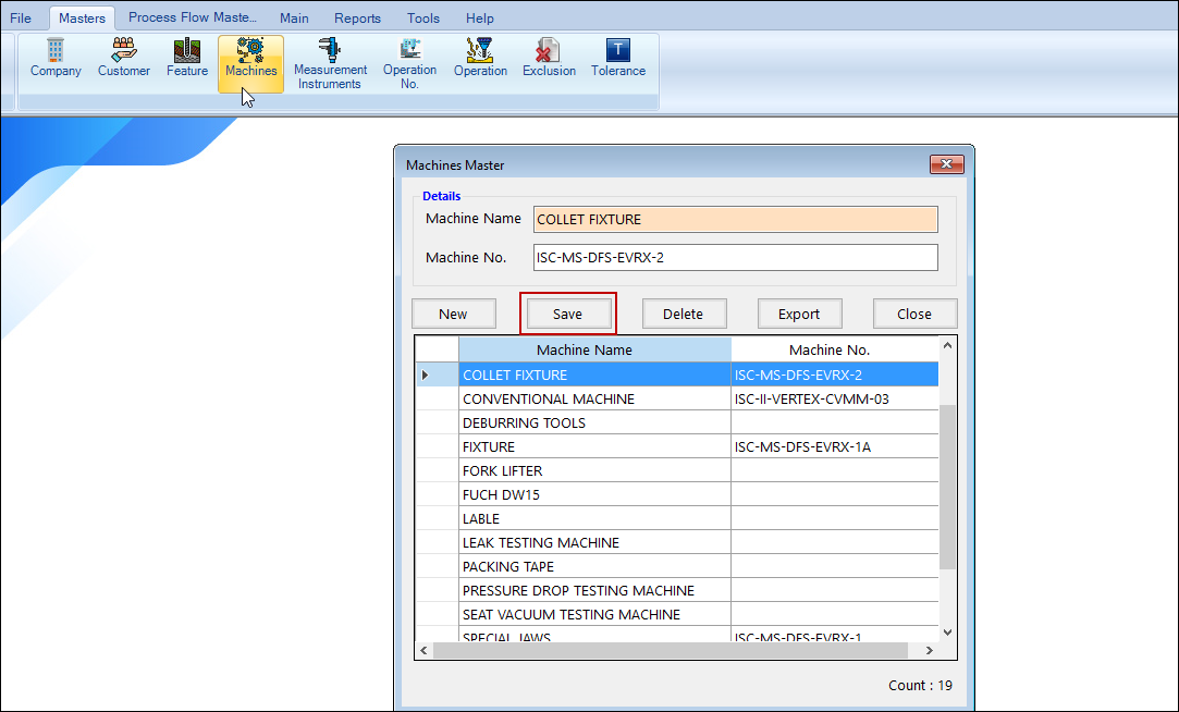Machine details entry in Image OCR software
